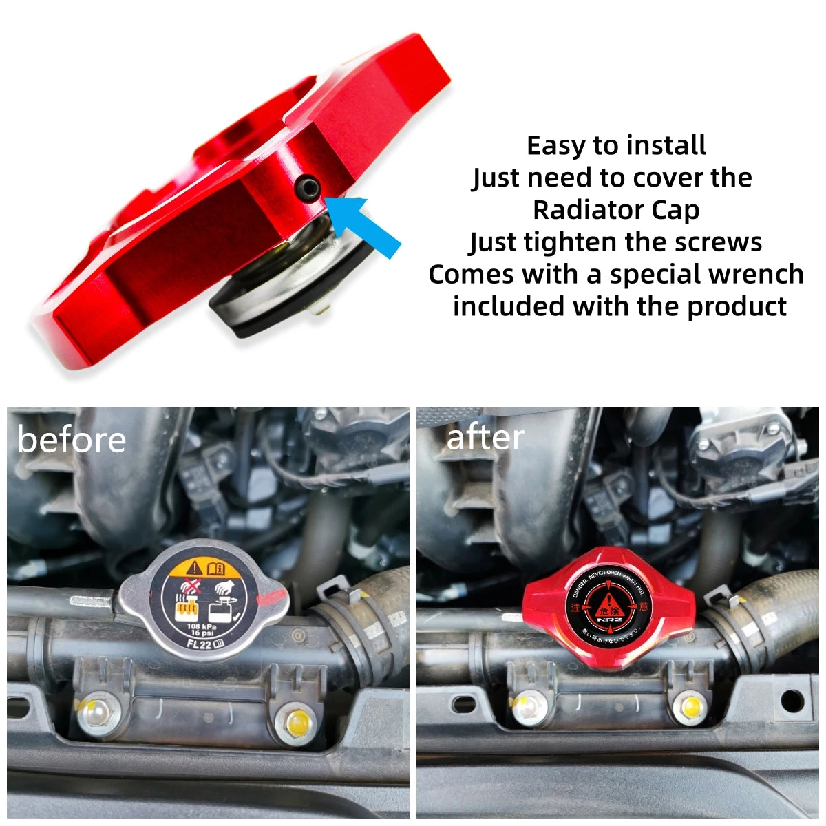 Aluminum Radiator Cap Cover for Hondas and Acura